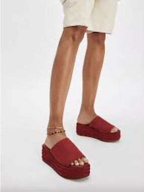 Free People Men's Red Platform Slip-On Loafers